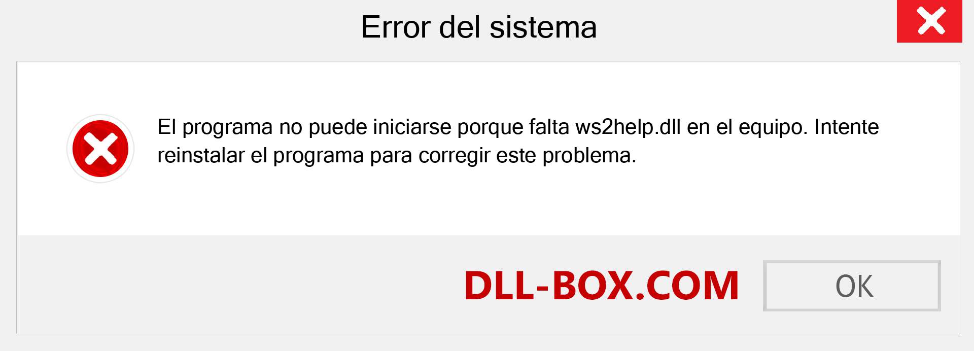 ¿Falta el archivo ws2help.dll ?. Descargar para Windows 7, 8, 10 - Corregir ws2help dll Missing Error en Windows, fotos, imágenes